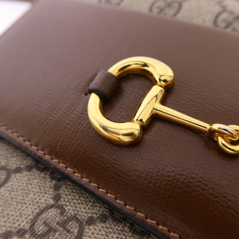 GUCCI 塗層帆布Horsebit 1955 Shoulder Bag金扣肩背袋-11