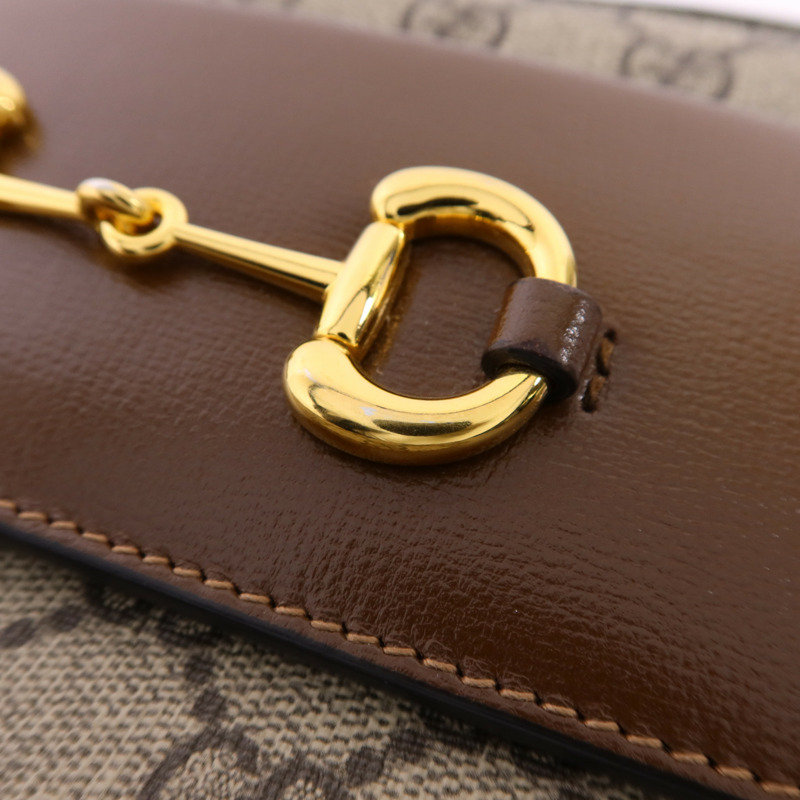 GUCCI 塗層帆布Horsebit 1955 Shoulder Bag金扣肩背袋-12