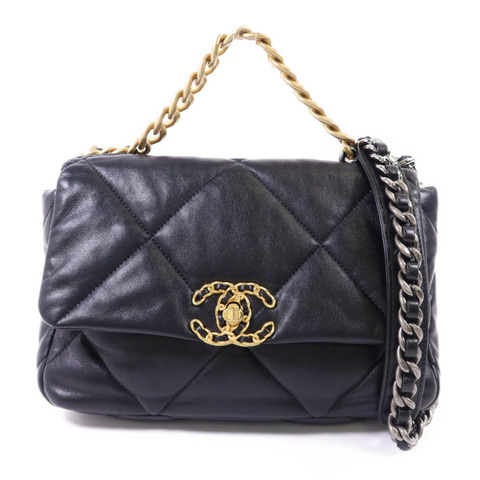 CHANEL 羊皮皮革Chanel 19金扣手挽肩背兩用袋