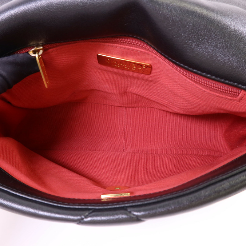 CHANEL 羊皮皮革Chanel 19金扣手挽肩背兩用袋-5