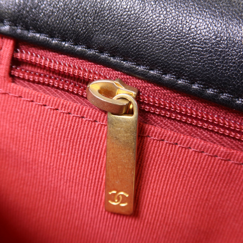 CHANEL 羊皮皮革Chanel 19金扣手挽肩背兩用袋-8
