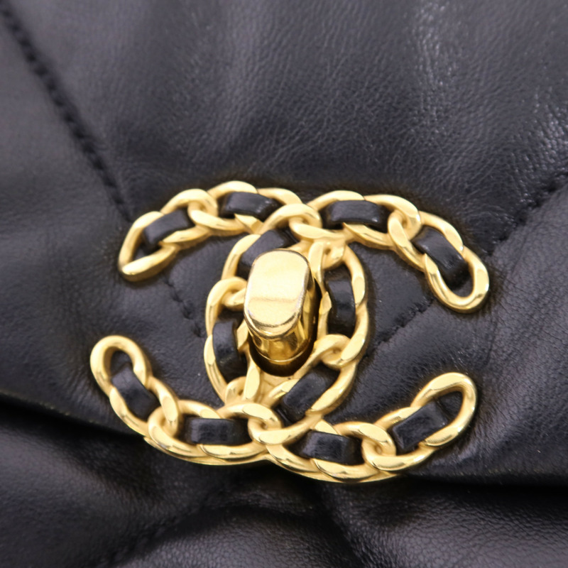 CHANEL 羊皮皮革Chanel 19金扣手挽肩背兩用袋-9