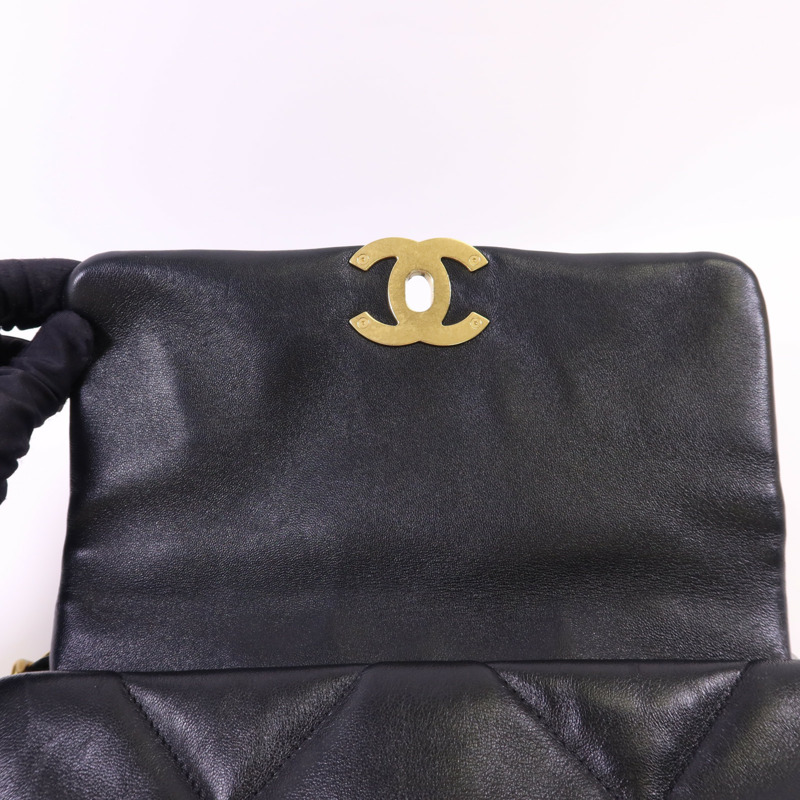 CHANEL 羊皮皮革Chanel 19金扣手挽肩背兩用袋-15