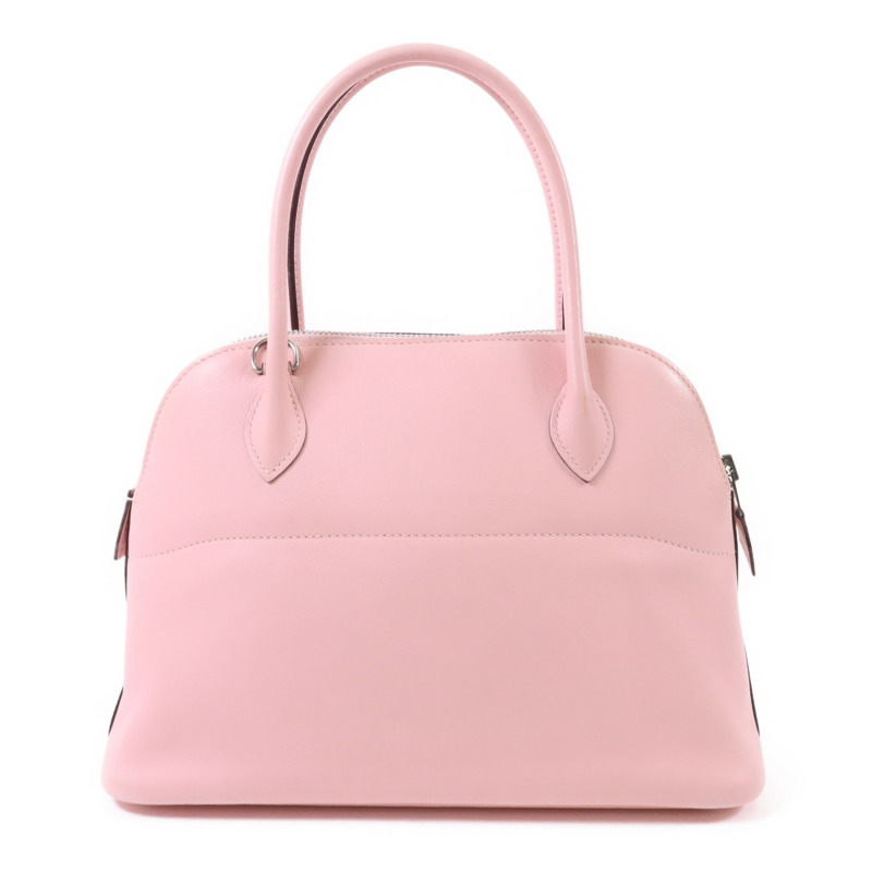 HERMES Swift皮革Bolide 27銀扣手挽肩背兩用袋Rose Sakura-1