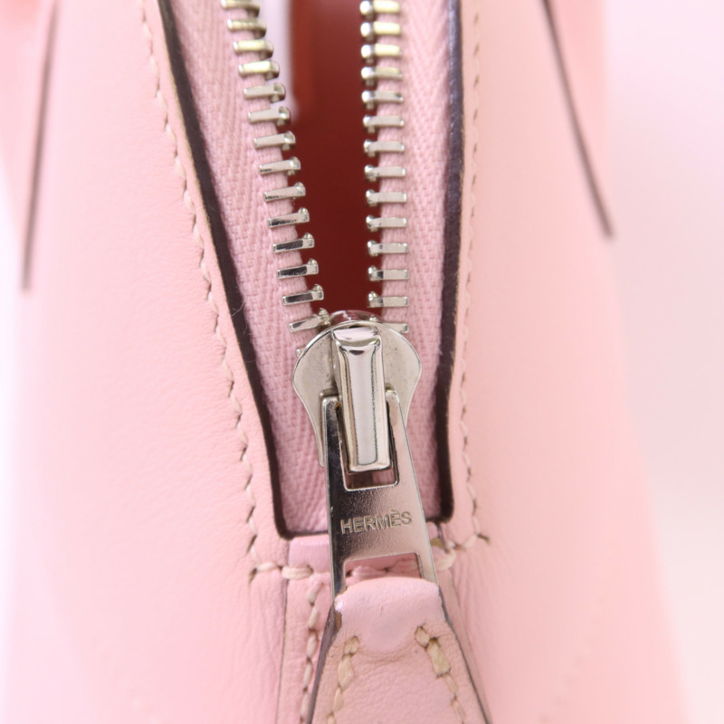 HERMES Swift皮革Bolide 27銀扣手挽肩背兩用袋Rose Sakura-8