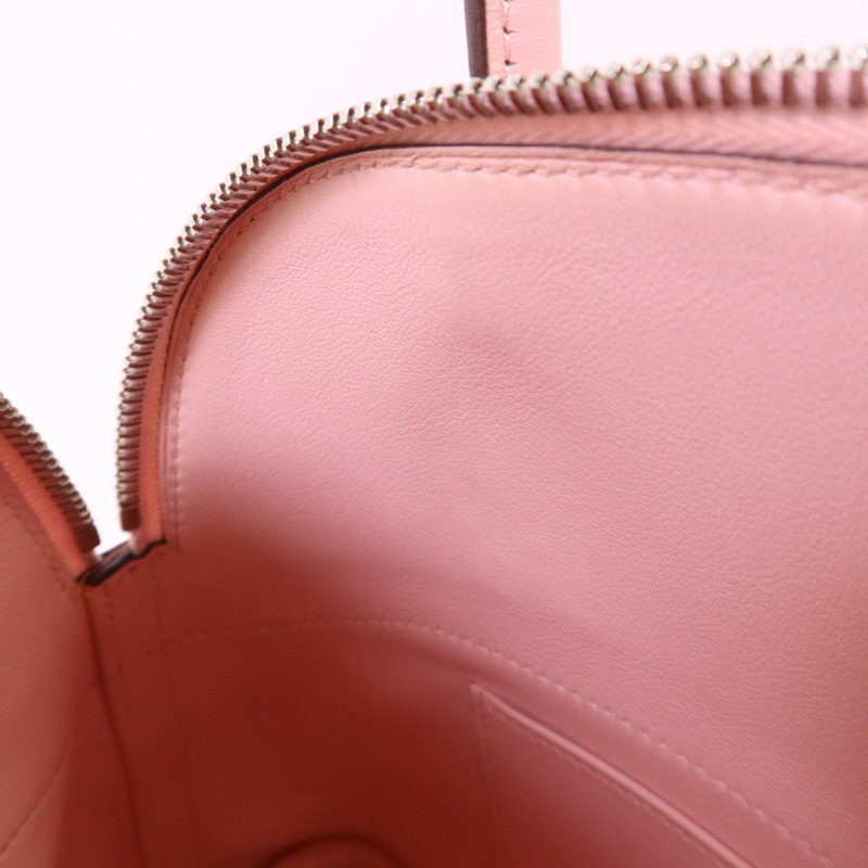 HERMES Swift皮革Bolide 27銀扣手挽肩背兩用袋Rose Sakura-17