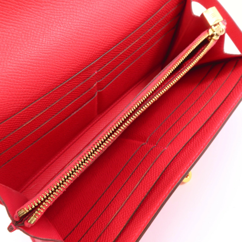 HERMES Epsom皮革Kelly Long Wallet金扣長錢包Rose De Coeur-4