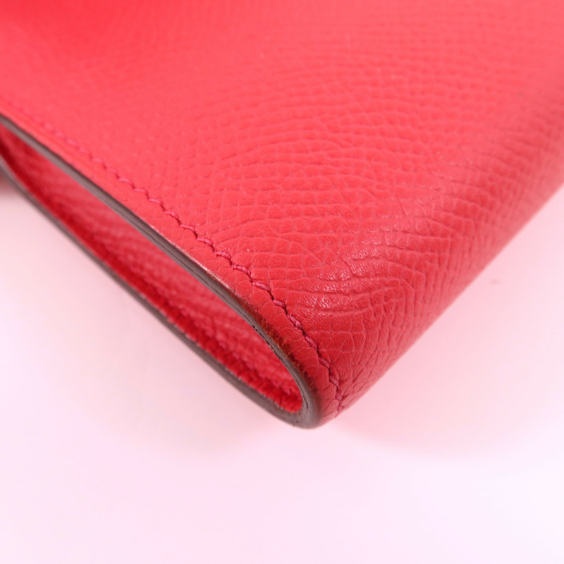 HERMES Epsom皮革Kelly Long Wallet金扣長錢包Rose De Coeur-9