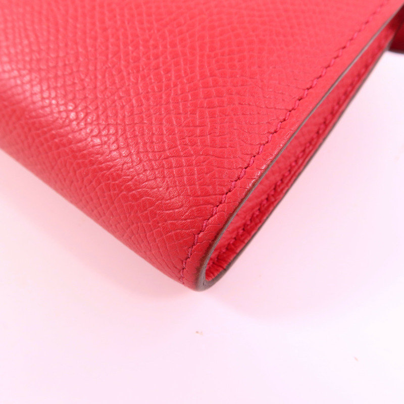 HERMES Epsom皮革Kelly Long Wallet金扣長錢包Rose De Coeur-10