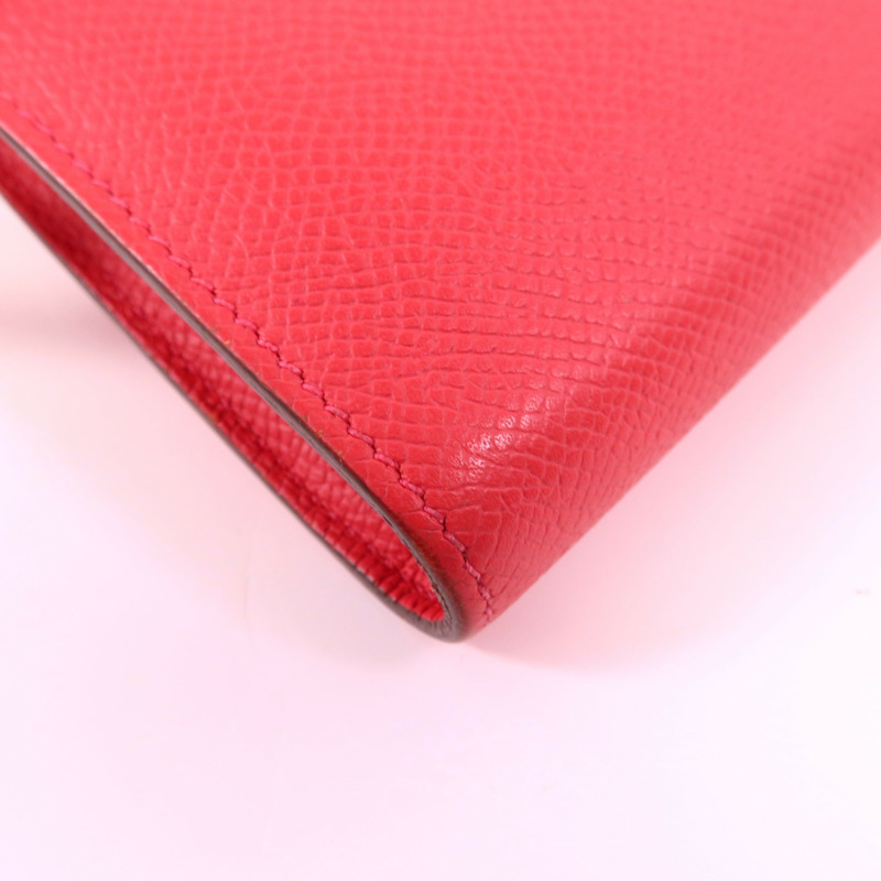HERMES Epsom皮革Kelly Long Wallet金扣長錢包Rose De Coeur-11