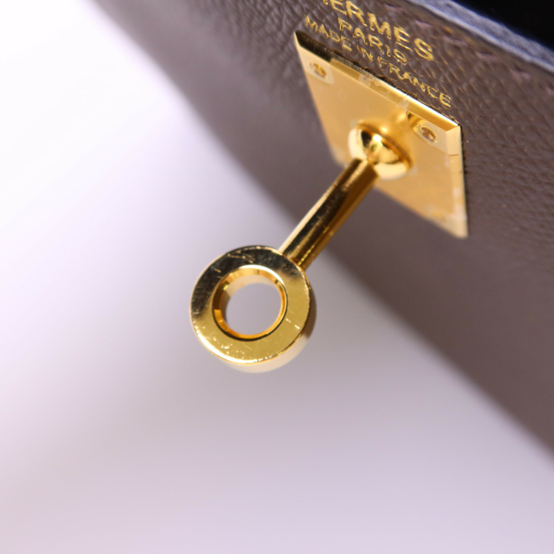 HERMES Epsom皮革Kelly 25金扣手挽肩背兩用袋Etoupe/Ecorce/Noir-8