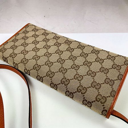 ＊奢華大道國際精品＊【G1798】GUCCI金棕色緹花布竹結磁釦手拿/斜背包 117594-9