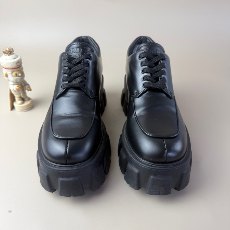 Prada/普拉達 純黑厚底齒輪鞋 37碼 99新 品相完美-0