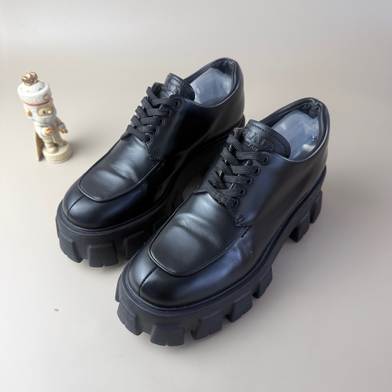Prada/普拉達 純黑厚底齒輪鞋 37碼 99新 品相完美-7