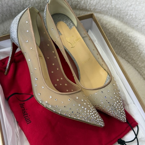 全新 Christian louboutin CL 红底鞋水鑽高跟鞋 37.5碼