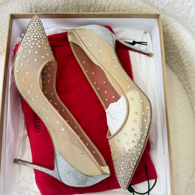 全新 Christian louboutin CL 红底鞋水鑽高跟鞋 37.5碼-1