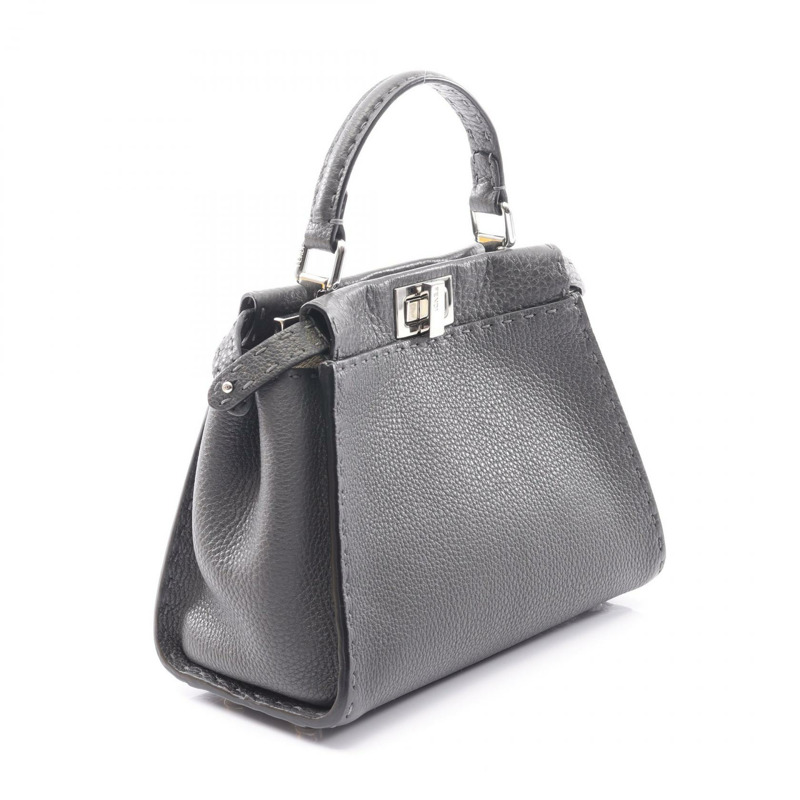 FENDI Mini Peekaboo Selleria 單肩斜背包 8BN244 皮革 灰色 二手-1