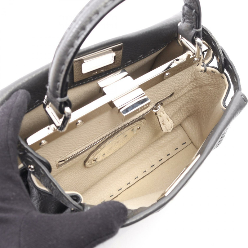 FENDI Mini Peekaboo Selleria 單肩斜背包 8BN244 皮革 灰色 二手-2