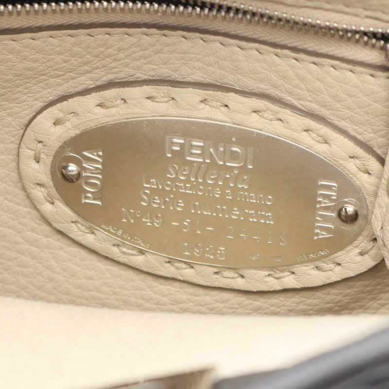 FENDI Mini Peekaboo Selleria 單肩斜背包 8BN244 皮革 灰色 二手-3