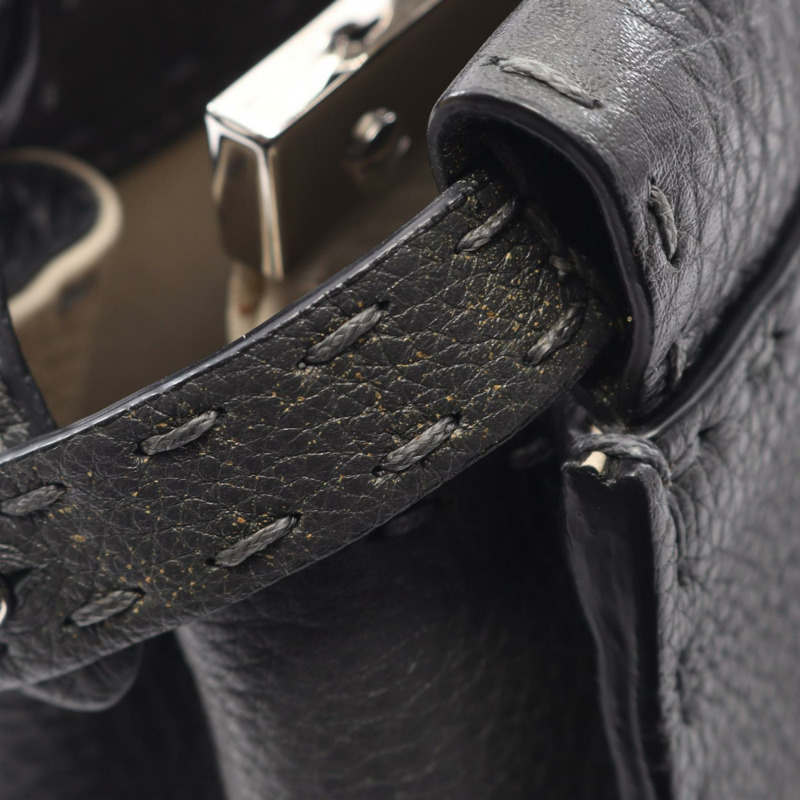 FENDI Mini Peekaboo Selleria 單肩斜背包 8BN244 皮革 灰色 二手-6