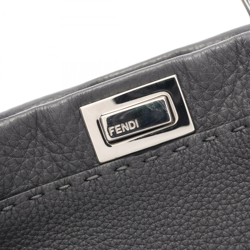 FENDI Mini Peekaboo Selleria 單肩斜背包 8BN244 皮革 灰色 二手-7