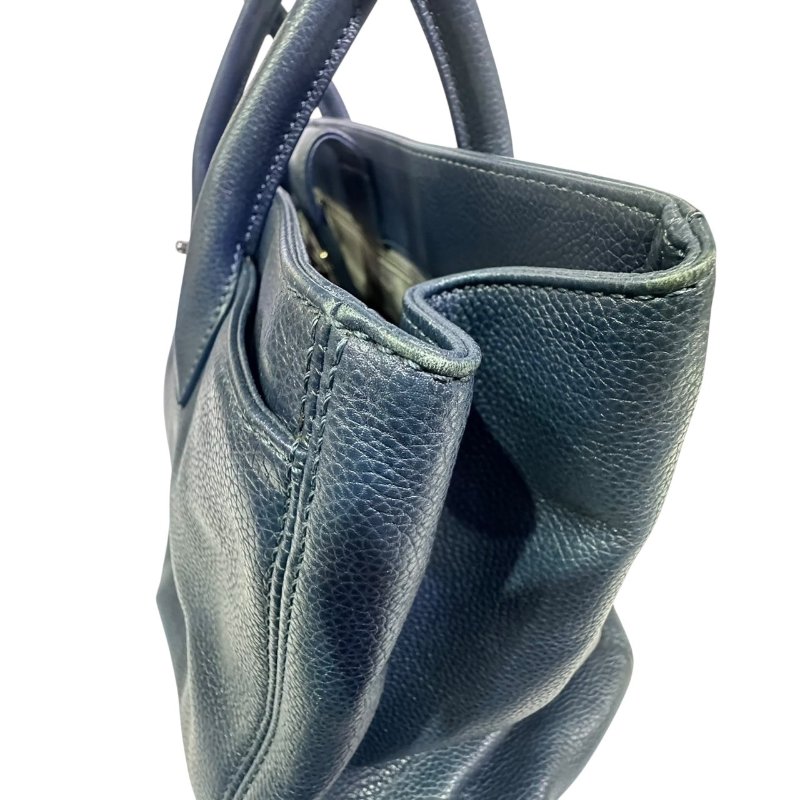 【美收精品】CHANEL 寶藍色皮革肩背包 4-504-9