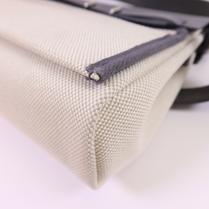 HERMES 帆布Mini Herbag銀扣肩背袋Ardoise-11