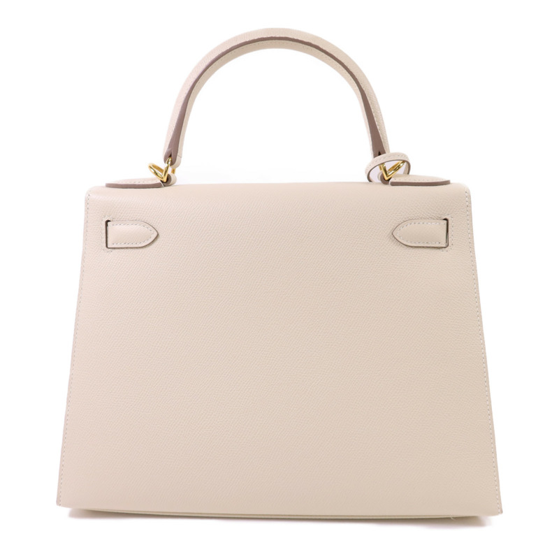 HERMES Epsom皮革Kelly 28金扣手挽肩背兩用袋Craie-1