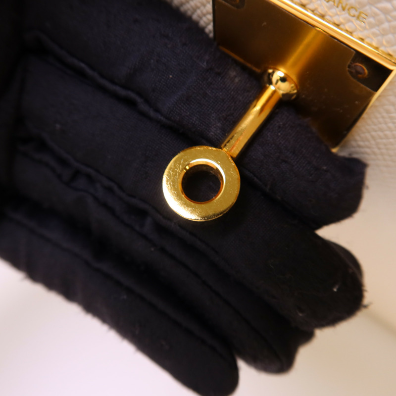 HERMES Epsom皮革Kelly 28金扣手挽肩背兩用袋Craie-8