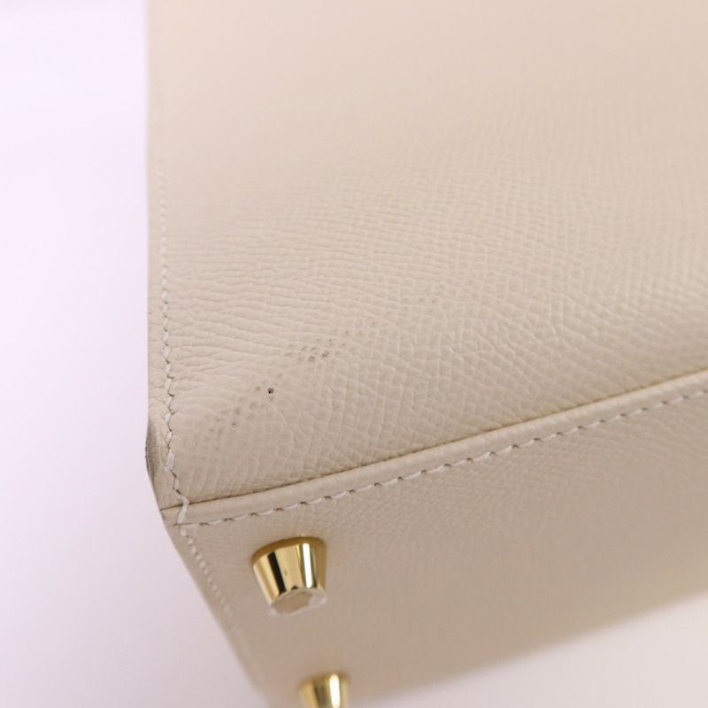 HERMES Epsom皮革Kelly 28金扣手挽肩背兩用袋Craie-15