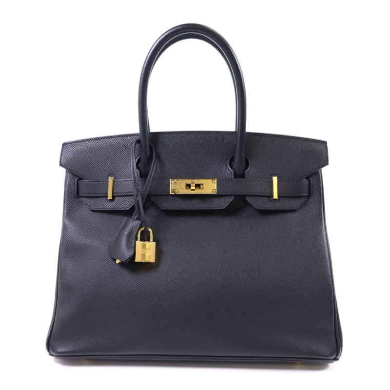 HERMES Epsom皮革Birkin 30金扣手挽袋Noir-0