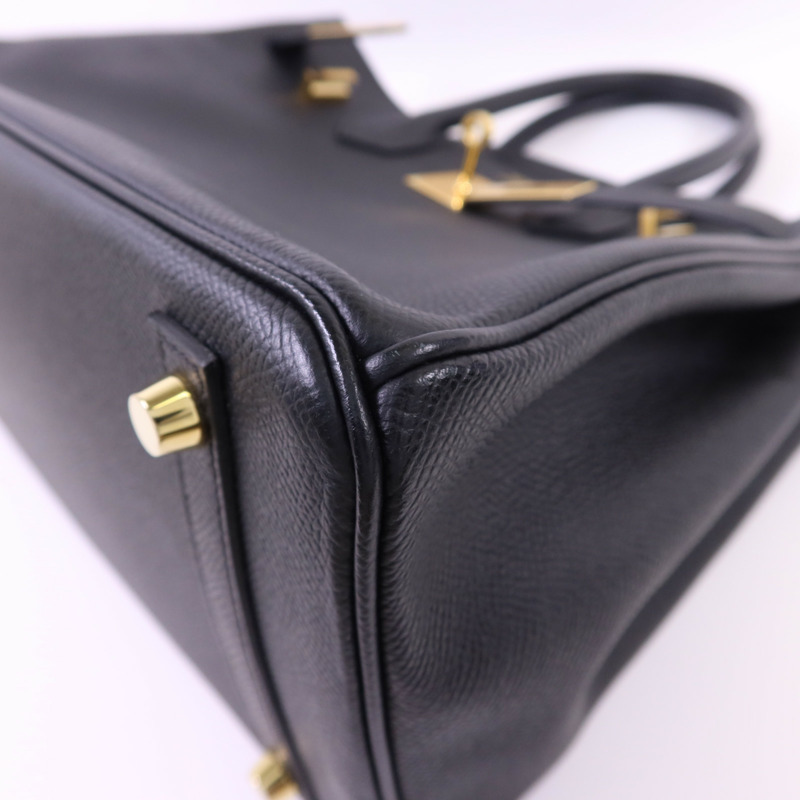 HERMES Epsom皮革Birkin 30金扣手挽袋Noir-11