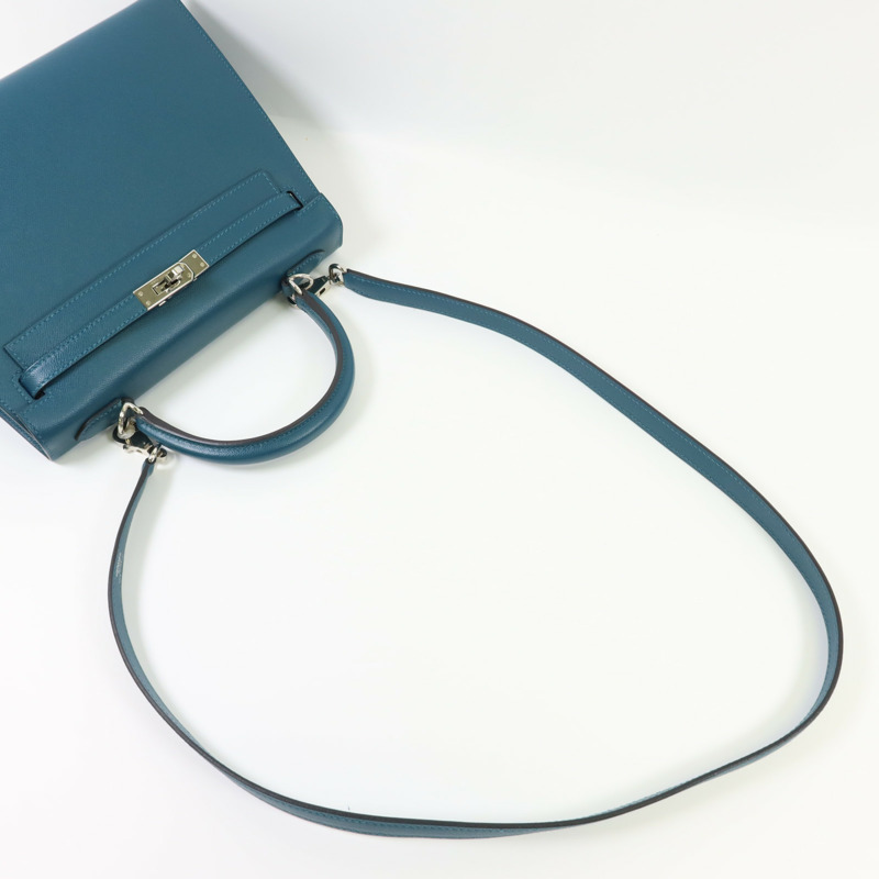 HERMES Madame皮革Kelly 25銀扣手挽肩背兩用袋-4