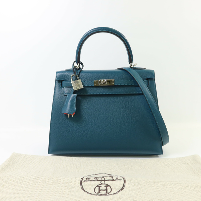 HERMES Madame皮革Kelly 25銀扣手挽肩背兩用袋-19