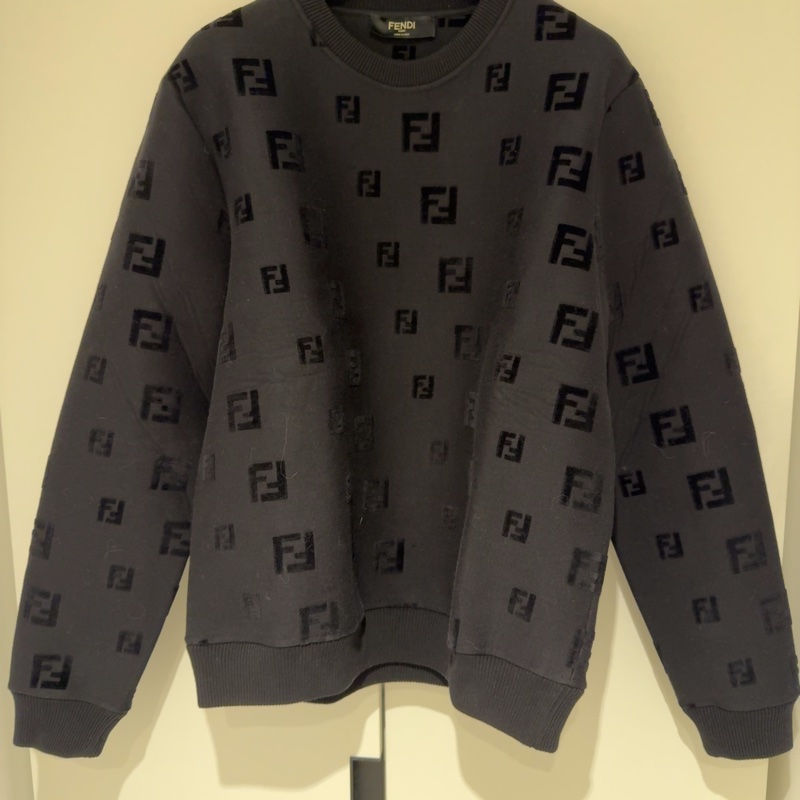FENDI芬迪字母印花休閒圓領長袖衛衣 男款 黑色-3
