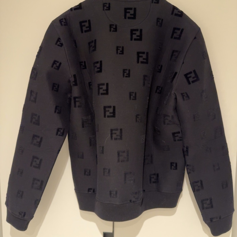 FENDI芬迪字母印花休閒圓領長袖衛衣 男款 黑色-5