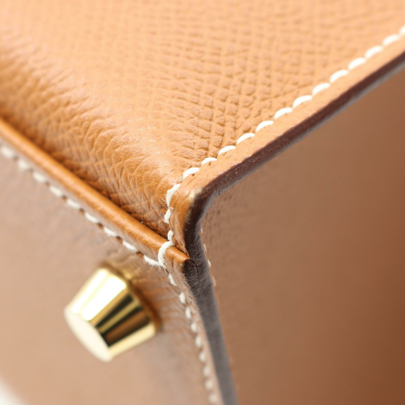 愛馬仕 Kelly 28 單肩手提包 Y 042319CC Epsom 皮革棕色二手金色五金 Sellier-7