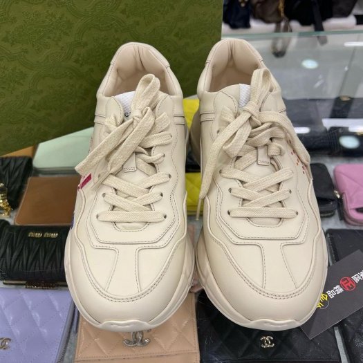 東區正精品㊣GUCCI 703809 全新彩色LOGO亮粉老爹鞋 38.5號 RZ6057-2