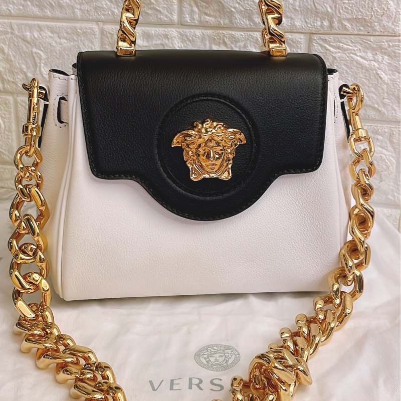 近新閒置平台最低價✨ 范思哲versac 凡賽斯La Medusa top handle 梅杜莎女王頭女王包熊貓配色-3