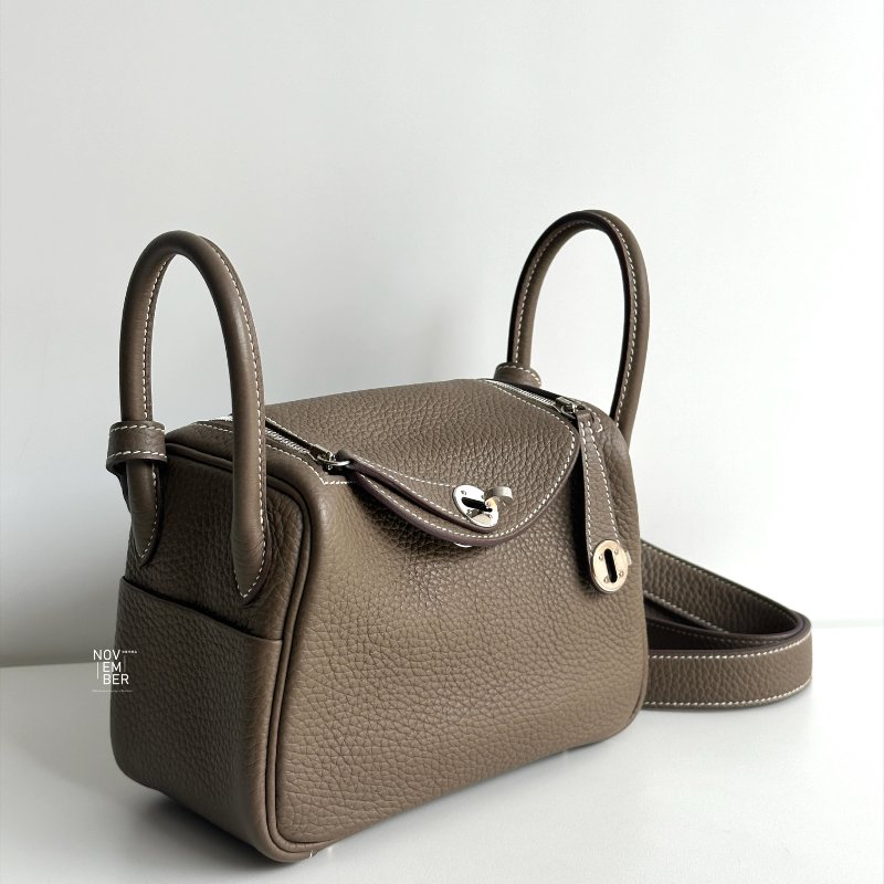 99新🆕 Hermès 愛馬仕 Lindy Mini 大象灰銀釦 二代-3