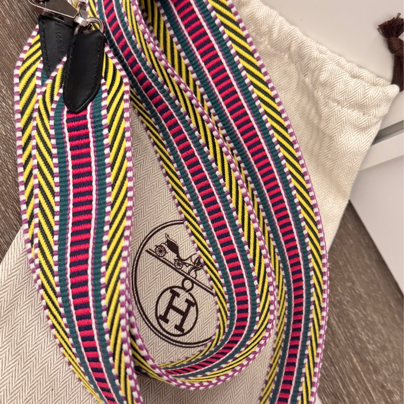 Hermes 愛馬仕 彩色編織背帶 九五新 銀扣 105分分-9