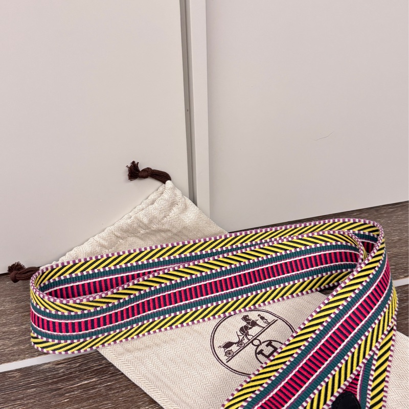 Hermes 愛馬仕 彩色編織背帶 九五新 銀扣 105分分-12