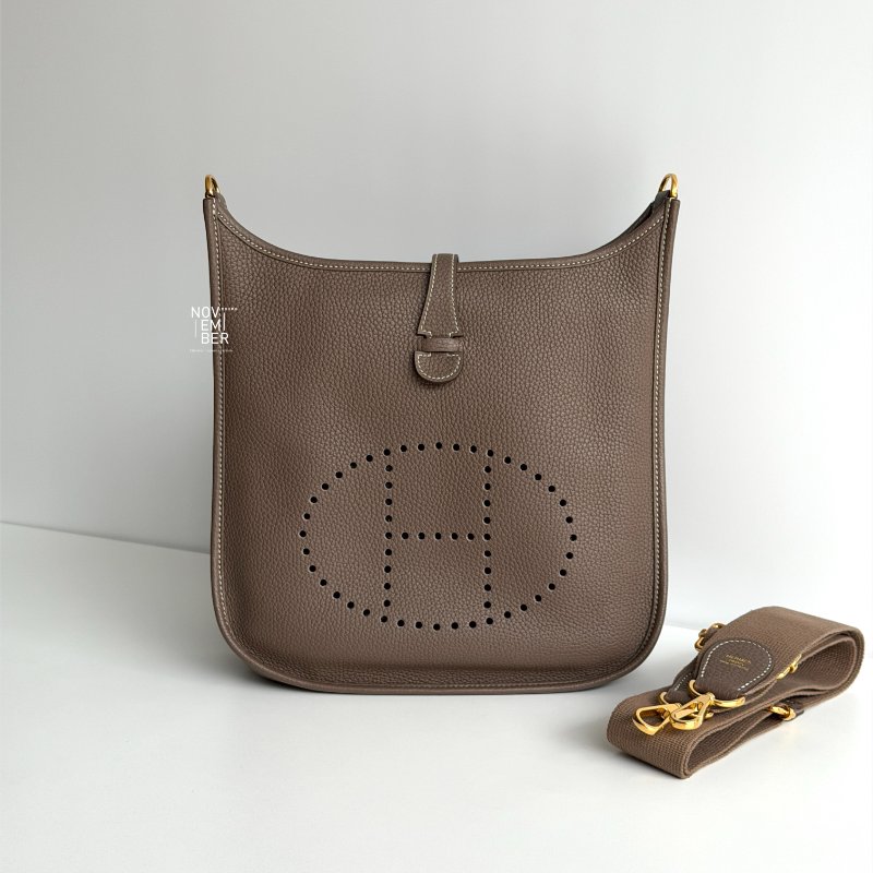 99新🆕 Hermès 愛馬仕 Evelyne 29 大象灰金釦-0