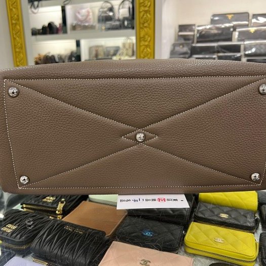 東區正精品㊣HERMES Victoria 35cm 愛馬仕大象灰色全皮銀釦拉鍊方型維多利亞肩背包波士頓包 RZ6055-9