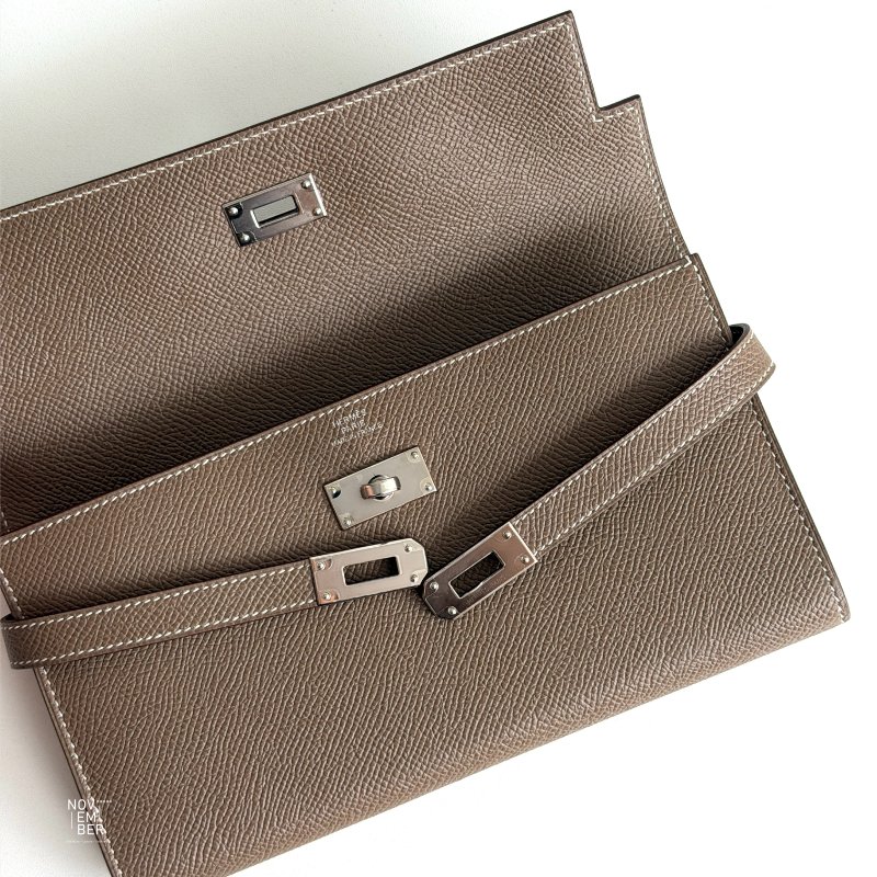 99新🆕 Hermès 愛馬仕 Kelly長夾 大象灰銀釦-2