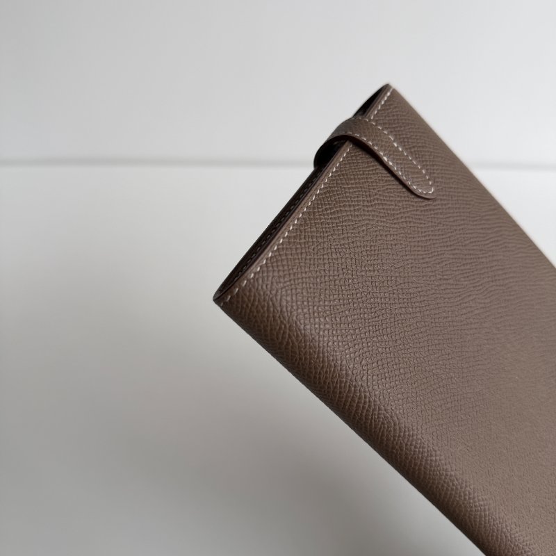 99新🆕 Hermès 愛馬仕 Kelly長夾 大象灰銀釦-9