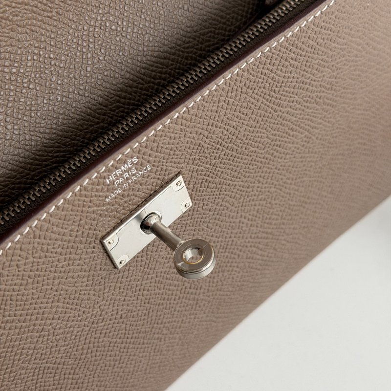 99新🆕 Hermès 愛馬仕 Kelly長夾 大象灰銀釦-11