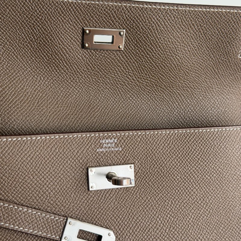 99新🆕 Hermès 愛馬仕 Kelly長夾 大象灰銀釦-13