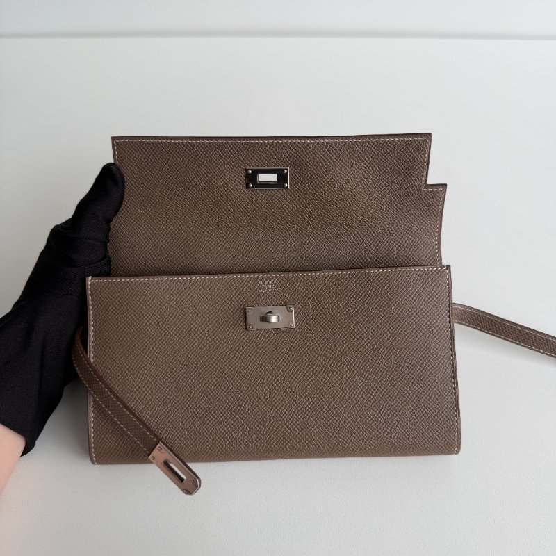99新🆕 Hermès 愛馬仕 Kelly長夾 大象灰銀釦-14
