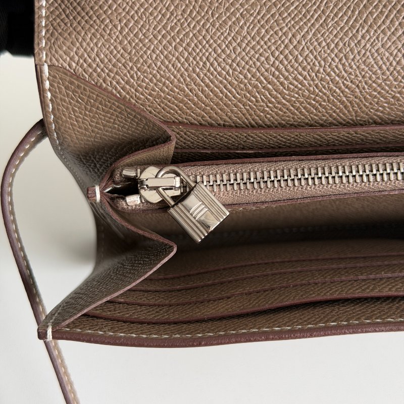 99新🆕 Hermès 愛馬仕 Kelly長夾 大象灰銀釦-15